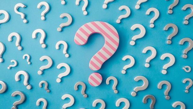 Dynamic 3d question mark pattern on vibrant blue background