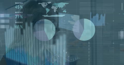 Futuristic Analytics Interface with Businesswoman