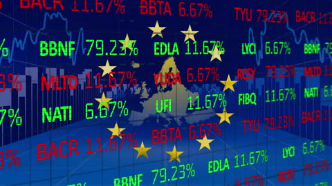 European Stock Market Data Over Digital Background