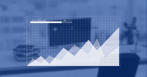 Rising graph and data chart with office background