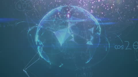 Futuristic Sphere with Mathematical Formulas and Geometric Patterns