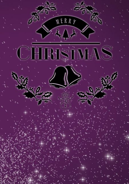 Purple Christmas Card with Graphic Text and Snowflakes - Download Free Stock Templates Pikwizard.com