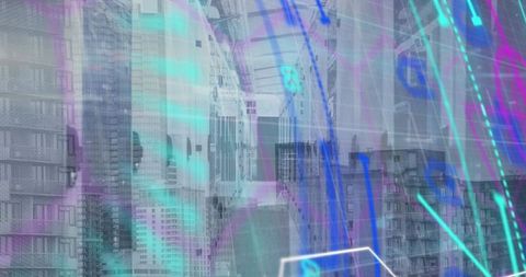 Abstract Data Network Overlay on Urban Cityscape