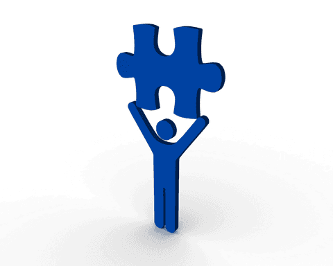 blue figure holding puzzle piece on transparent background - Download Free Stock Videos Pikwizard.com