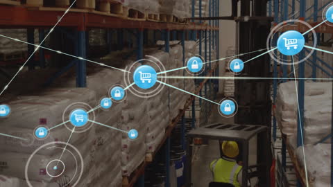 Warehouse Logistics with Digital Network Connection Overlay