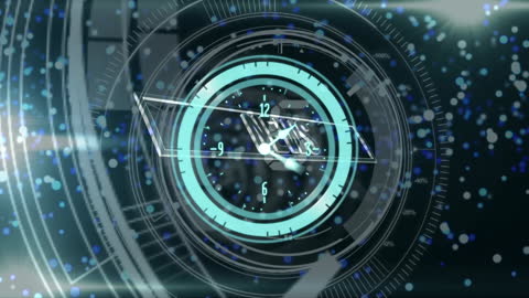 Futuristic Digital Clock Interface with Data Patterns