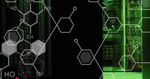 Digital Interface with Chemical Structures and Computer Servers - Download Free Stock Images Pikwizard.com