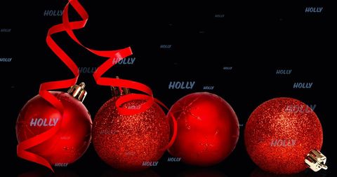 Vibrant Red Christmas Baubles and Ribbon Against Black - Download Free Stock Images Pikwizard.com