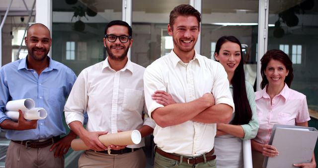 Diverse Team of Architects Smiling in Office Environment - Download Free Stock Images Pikwizard.com