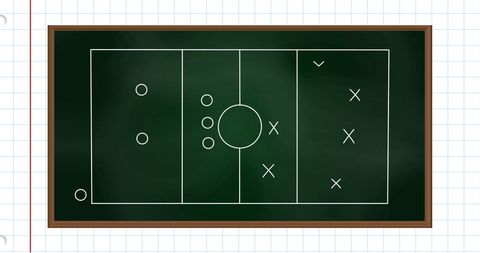 Strategy Diagram on Chalkboard Illustrating Game Plan