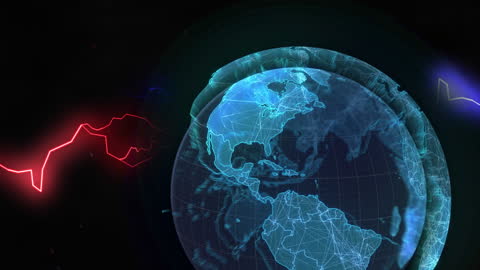 Digital Earth with Network Connections and Lightning Effects