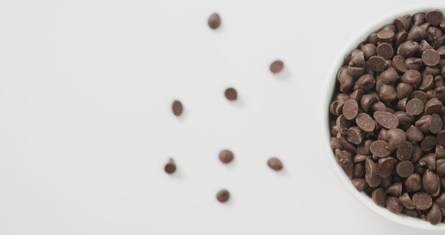 Top View of Chocolate Chips in White Bowl - Download Free Stock Images Pikwizard.com