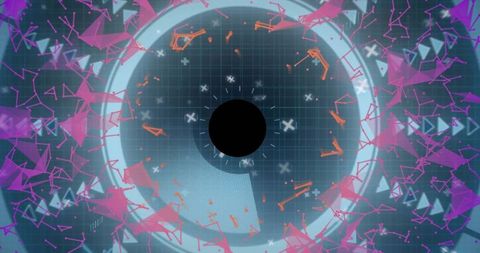 Futuristic Digital Design with Geometric Shapes and Central Circle