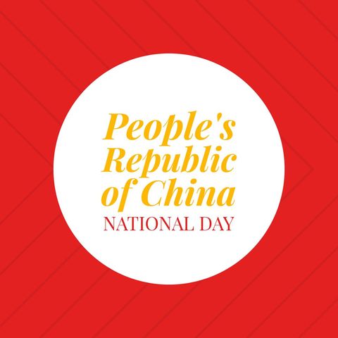 China National Day Celebration Design with White Circle Text Art - Download Free Stock Templates Pikwizard.com