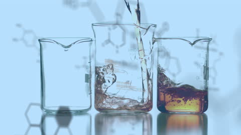 Science Beaker Experiment with Animated Molecules