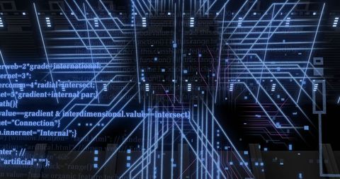 Digital Data Streams Overlapping Circuitry - Download Free Stock Images Pikwizard.com