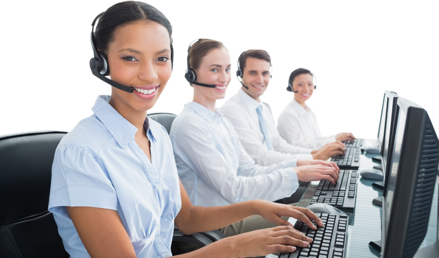 Transparent Background Call Center Operators Smiling at Work - Download Free Stock Videos Pikwizard.com