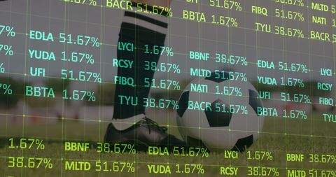 Virtual financial data overlay on soccer player footage