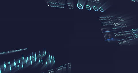 Animated Stock Market Data on Dark Background