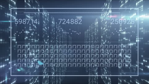 Futuristic Digital Data Processing Interface in Virtual Environment