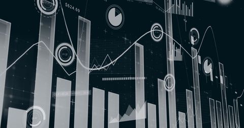 Abstract Holographic Charts and Graphs on Black Background - Download Free Stock Images Pikwizard.com