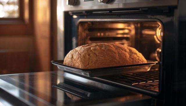 Artisanal Bread Baking in Warm Kitchen Oven Glow