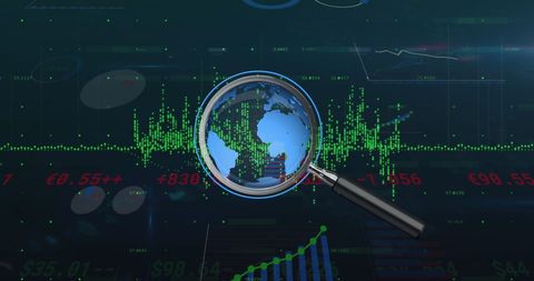 Global Financial Data Analysis with Magnifying Glass on Digital Interface - Download Free Stock Images Pikwizard.com
