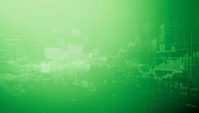 Abstract Digital Trading Interface with Green Charts