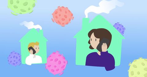 Conceptual illustration of covid-19 social distancing and isolation