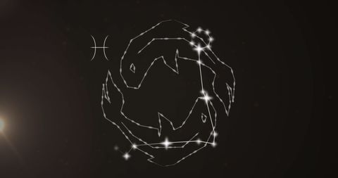 Pisces Zodiac Symbol with Celestial Constellation Design - Download Free Stock Images Pikwizard.com