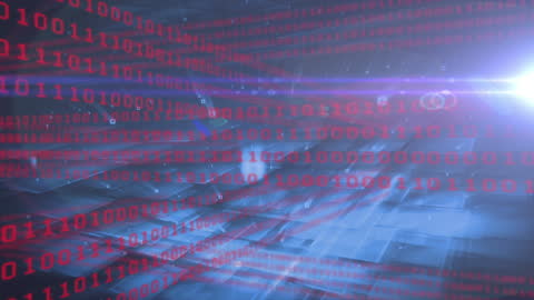 Binary Code and Light Trails on Background
