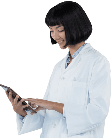 transparent doctor smiling and using digital tablet - Download Free Stock Videos Pikwizard.com