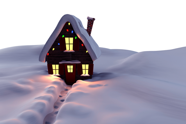 Transparent Christmas House Covered in Snow with Colorful Lights - Download Free Stock Videos Pikwizard.com