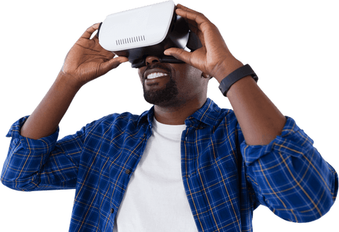 Transparent View of Smiling Man Experiencing Virtual Reality Technology - Download Free Stock Videos Pikwizard.com