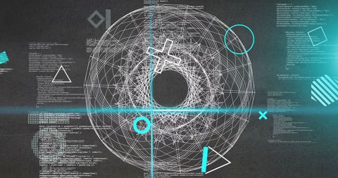 Abstract Digital Network with Geometric Shapes and Data Layers - Download Free Stock Images Pikwizard.com