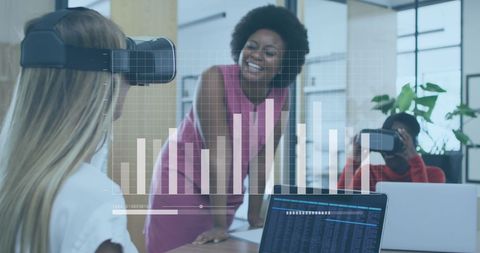 Diverse Team Collaborating Using VR and Data Analytics