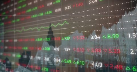 Dynamic Financial Graphs over Cityscape Conveying Global Markets - Download Free Stock Images Pikwizard.com