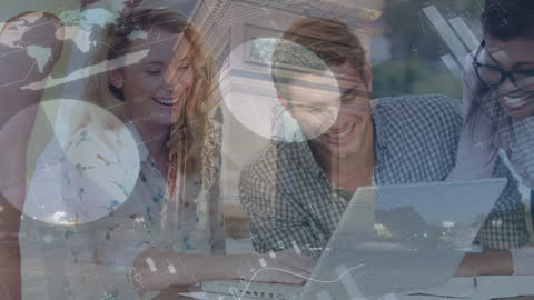 Collaborative Multicultural Team with Digital Data Overlay