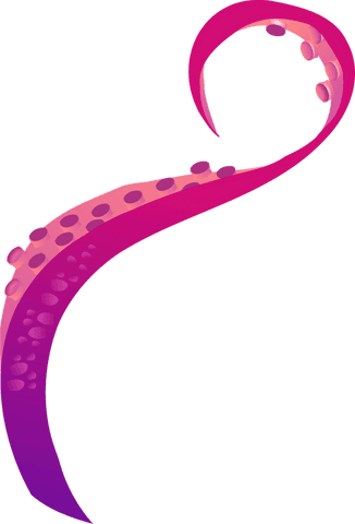 Vibrant magenta-purple tentacle with transparent background