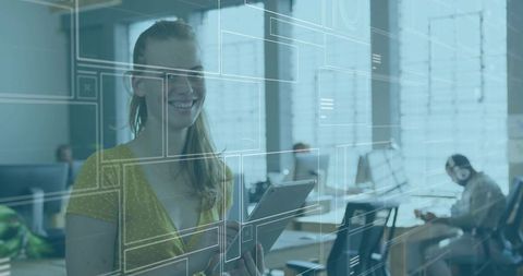 Innovative Businesswoman Utilizing Digital Technology in Modern Office