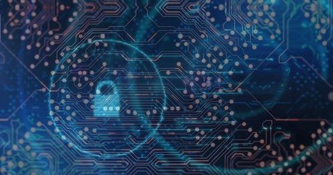 Futuristic digital security lock with circuit network