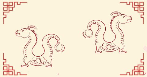 Decorative Dragons with Traditional Chinese Pattern on Yellow Background - Download Free Stock Images Pikwizard.com