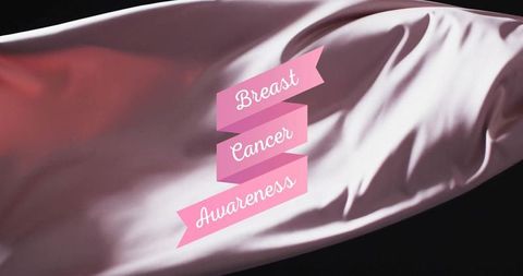Breast Cancer Awareness Banner on Flowing Fabric Background
