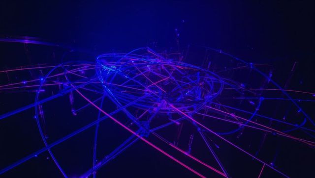 Futuristic Neon Network with Interconnected Lines and Nodes