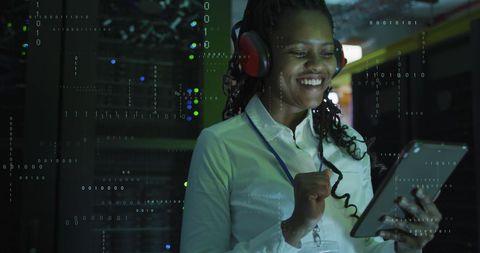 it engineer with tablet managing data servers - Download Free Stock Images Pikwizard.com