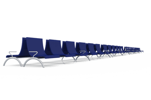 Row of Modern Blue Chairs on Transparent Background