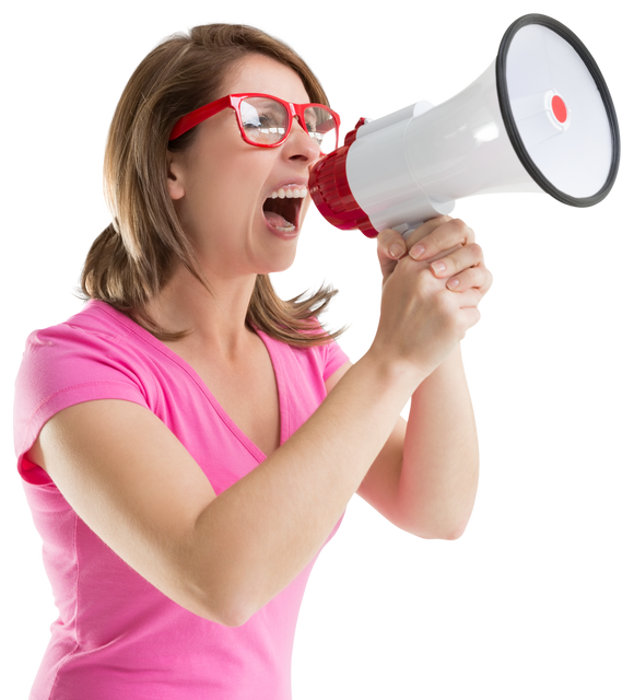 Transparent Image of Woman Yelling with Loudspeaker, Social Activism Concept - Download Free Stock Videos Pikwizard.com