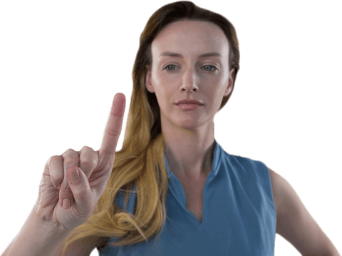 Focused Caucasian Woman Pointing on Transparent Background - Download Free Stock Videos Pikwizard.com