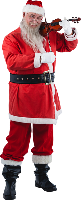 Transparent Smiling Santa Claus Playing Violin Standing Full-length - Download Free Stock Videos Pikwizard.com