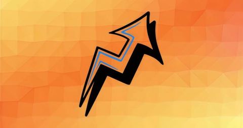 Zigzag arrow pointing up over orange gradient background signaling growth and innovation